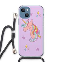 Roze eenhoorn: iPhone 13 Transparant Hoesje met koord