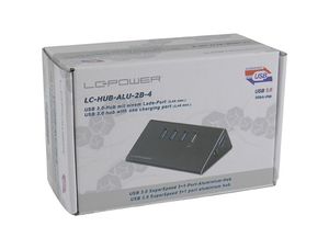 LC-Power LC-HUB-ALU-2B-4 interface hub USB 3.2 Gen 1 (3.1 Gen 1) Type-A 5000 Mbit/s Zwart