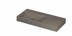 INK United porseleinen wastafel links zonder kraangat met porseleinen click-plug en verborgen overloop systeem 100 x 45 x 11 cm, mat basento
