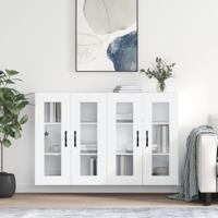 Hangkasten 2 st bewerkt hout wit