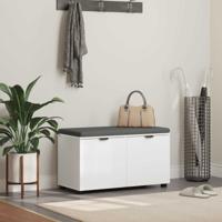 Halbank met kussen met opslag met de deur Wit 80 x 38 x 46 cm