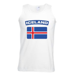 Singlet shirt/ tanktop Ijslandse vlag wit heren