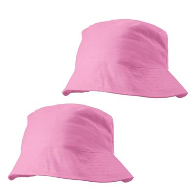 Zonnehoedje/vissershoedjes voor volwassenen - 2x stuks - lichtroze - 100% katoen - Zon bescherming