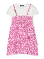 Versace Kids robe volantée à logo imprimé - Blanc