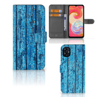 Samsung Galaxy A04e Book Style Case Wood Blue - thumbnail