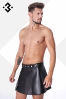 * Code8 by XXX COLLECTION Zwart leren heren rok met mesh aan de voorzijde (XS)