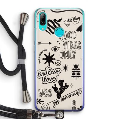 Good vibes: Huawei P Smart (2019) Transparant Hoesje met koord