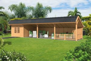 Lariks/Douglas Kapschuur Bergen XL type 11 1302x452 cm- Kapschuurdak- Onbehandeld lariks Douglas hout- Tuindeco