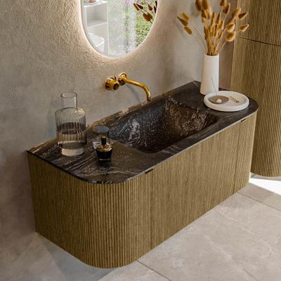 Badmeubel Mondiaz Kurve-Dlux | 110 cm cm | Meubelkleur Dusk | Wastafelkleur Lava | Solid surface | Wasbak midden spoelbak | Zonder kraangat(en)
