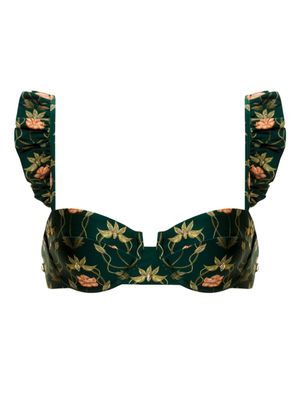 Agua By Agua Bendita haut de bikini Kiwi Esotérico à fleurs - Vert