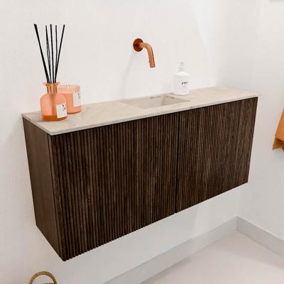 Toiletmeubel Mondiaz Joya Dlux | 90 cm | Meubelkleur Walnut | Faye wastafel Frappe Wasbak Midden | Zonder kraangat(en)