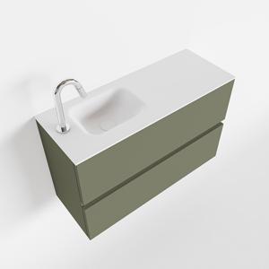 Toiletmeubel Mondiaz Ada | 80 cm | Meubelkleur Army | Lex wastafel Talc Links | 1 kraangat