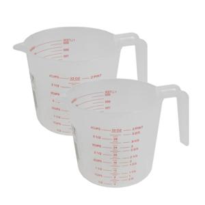 Maatbeker - 2x stuks - kunststof - 1 liter - litermaat - keuken basic