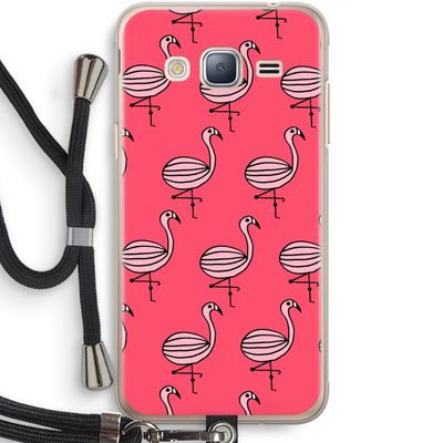 Flamingo: Samsung Galaxy J3 (2016) Transparant Hoesje met koord