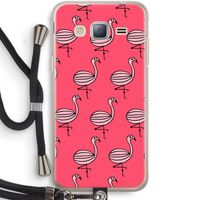 Flamingo: Samsung Galaxy J3 (2016) Transparant Hoesje met koord