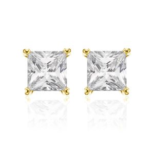 New Bling 9NB-0047 Oorstekers zilver met zirkonia goudkleurig 8 mm