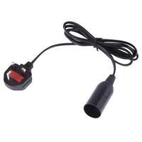 E14 Wire Cap lamp houder kroonluchter stopcontact met 1.5 m verlengkabel grote UK plug (zwart)