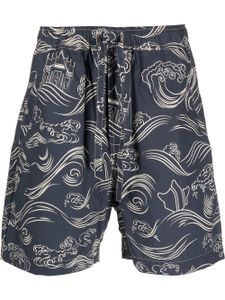 Maharishi short Songkran à imprimé graphique - Bleu