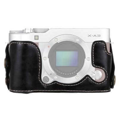 1/4 inch draad PU leder Camera Half Case Base voor FUJIFILM X-A3 / X-A10(Black)