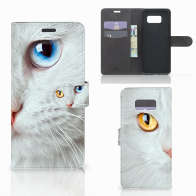 Samsung Galaxy S8 Plus | Telefoonhoesje | Met pasjeshouder | Witte Kat