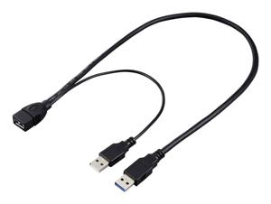 Renkforce USB-kabel USB 3.0 USB-A stekker, USB-A stekker, USB-A bus 50 cm Zwart RF-5719752