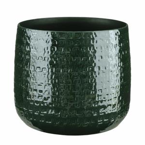 Mica Decorations Plantenpot - keramiek - groen - relief - 28 x 23 cm