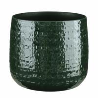 Mica Decorations Plantenpot - keramiek - groen - relief - 28 x 23 cm
