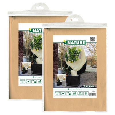 2x plantenhoes xl - 5 x 2 meter - beige - anti-vorst planten beschermhoes - 500 x 200 cm