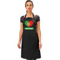 Portugal hart vlag barbecueschort/ keukenschort zwart - thumbnail