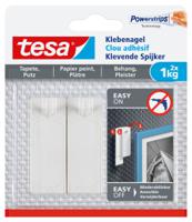 Tesa 77773 - klevende spijker voor behang en pleisterwerk tot 1kg - 13mm groot - Wit - 2 stuks - thumbnail