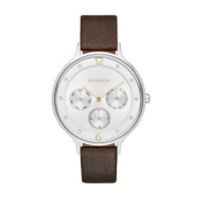 Horlogeband Smartwatch Skagen SKW2394 Leder Bruin 14mm