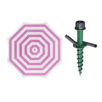 Parasol met dikke grondharing - roze/wit gestreept - polyester - Dia 180 cm - voor het strand Parasol met dikke grondharing - roze/wit gestreept - polyester - Dia 180 cm - voor het strand