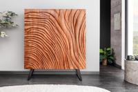 Massief Highboard FLUID 120cm Walnoot-Bruin Acaciahout 3D Design Skid Base - 45595