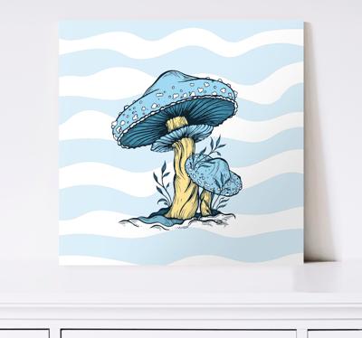 Canvas schilderij keuken Blauwe mashroom illustratie