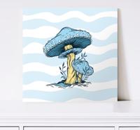 Canvas schilderij keuken Blauwe mashroom illustratie