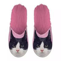 Pantoffel zwart witte kat roze Pantoffel zwart witte kat roze