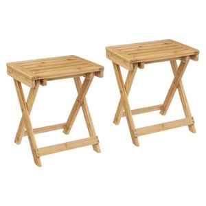 2x stuks bijzettafel opvouwbaar van bamboe hout - L39 x B33 x H44 cm