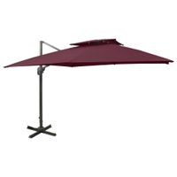 VidaXL Zweefparasol met dubbel dak 300x300 cm bordeauxrood VidaXL Zweefparasol met dubbel dak 300x300 cm bordeauxrood