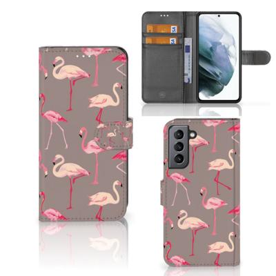 Samsung Galaxy S21 FE | Telefoonhoesje | Met pasjeshouder | Flamingo