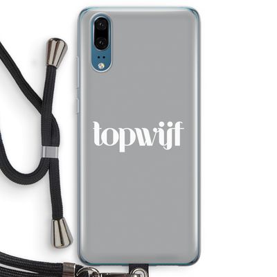 Topwijf Grijs Wit: Huawei P20 Transparant Hoesje met koord