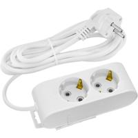 Decon Stekkerdoos Verlengsnoer 3M 2 Stopcontacten Randaarde Wit
