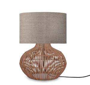 GOOD&MOJO Tafellamp 'Kalahari' Rotan en linnen, 48cm, kleur Naturel/Donkerbeige