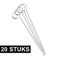 Barbecue spiezen/vleespennen - 20x stuks - metaal - met oog - 24 cm