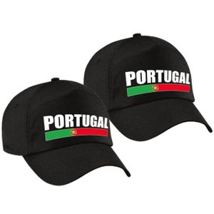 2x stuks portugal supporter pet / cap Portugal zwart volwassenen