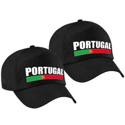 2x stuks portugal supporter pet / cap Portugal zwart volwassenen