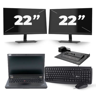 Lenovo ThinkPad T440p - Intel Core i5-4e Generatie - 14 inch - 8GB RAM - 256GB SSD - Windows 11 + 2x 22 inch Monitor Lenovo ThinkPad T440p - Intel Core i5-4e Generatie - 14 inch - 8GB RAM - 256GB SSD - Windows 11 + 2x 22 inch Monitor