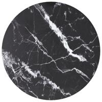 Tafelblad Ø40x0,8 cm gehard glas met marmeren design zwart