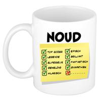 Naam mok Noud - wit - top gozer - keramiek - 300 ml - cadeau collega beker