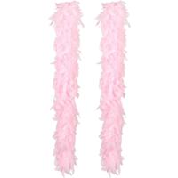 Carnaval verkleed boa met veren - 2x - lichtroze - 180 cm - 80 gram - Glitter and Glamour - thumbnail