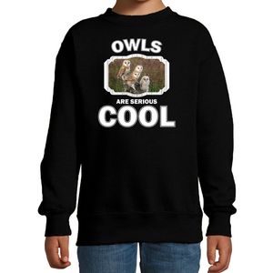 Sweater owls are serious cool zwart kinderen - uilen/ kerkuil trui